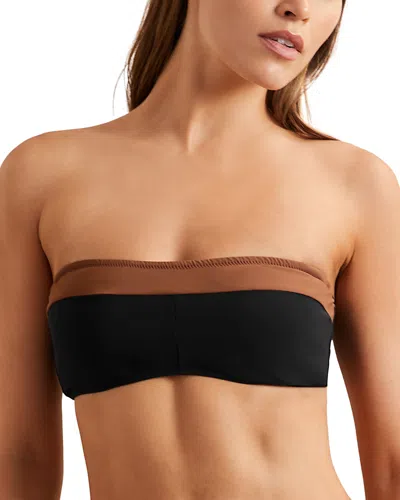 Reiss Nala Contrast Trim Bikini Top In Black