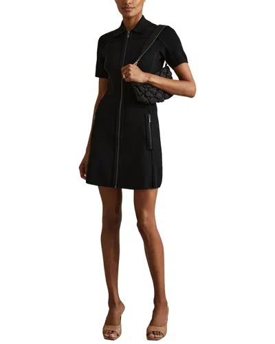 Reiss Nala Utility Zip Knit Midi Dress In Black