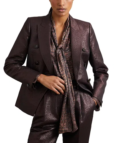 Reiss Naomi Animal Print Blouse In Brown