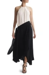 Reiss Natalia Colorblock Asymmetric Dress In Cream/black