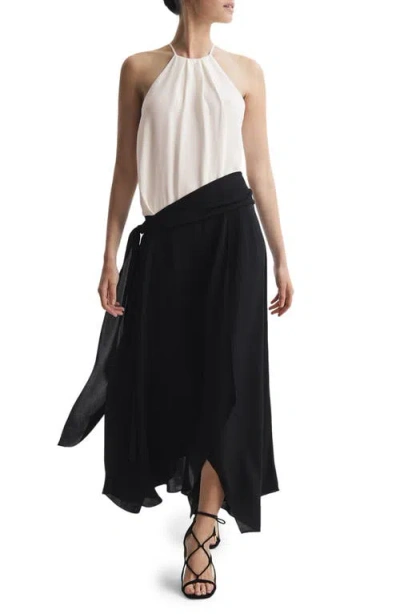 Reiss Natalia Colorblock Asymmetric Dress In Cream/black