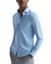 Reiss Soft Blue Cutaway Collar Jersey Slim Fit Shirt In Blue