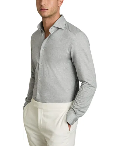 Reiss Nate Long Sleeve Button Front Shirt In Grey Melange