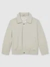Reiss Kids' Natural 13-14 Yrs Zip Through Harrington Jacket In Green