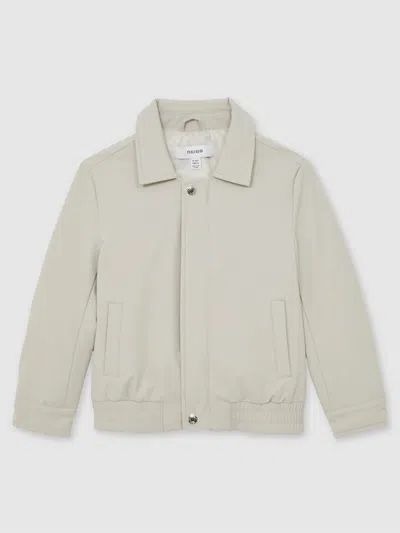 Reiss Kids' Natural 13-14 Yrs Zip Through Harrington Jacket In Green