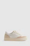 Reiss Natural Canvas Leather Chunky Trainers In Natural