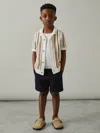 Reiss Natural Carrington 3-9 Yrs Cotton Crochet Stripe Cuban Shirt