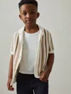 Reiss Natural Carrington 9-13 Yrs Cotton Crochet Stripe Cuban Shirt