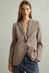Reiss Natural Check Wool Blend Checked Single Breasted Blazer In Natural Check