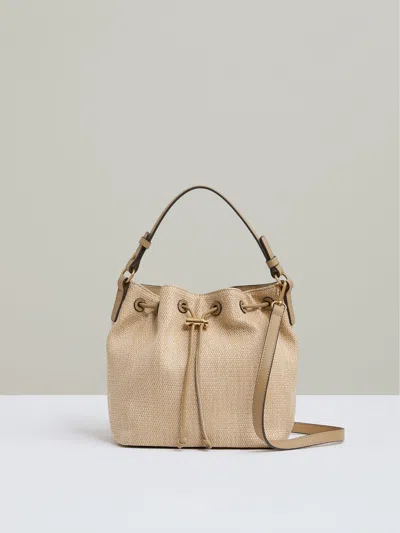 Reiss Natural Raffia Drawcord Bucket Bag In Brown