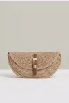 Reiss Natural Raffia Half-moon Clutch Bag In Natural
