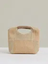 Reiss Natural Raffia Patchwork Clutch Bag In Brown