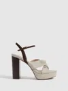 Reiss Natural Raffia Platform Heels In Silver