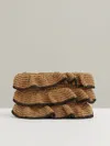 Reiss Natural Raffia Ruffle Clutch Bag In Brown