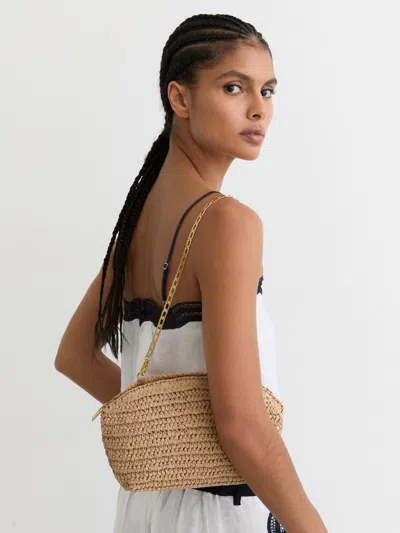 Reiss Natural Raffia-effect Clutch Bag In Neutral