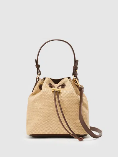 Reiss Natural Raffia-effect Drawcord Bucket Bag In Neutral