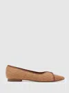 Reiss Natural Raffia-effect Pointed-toe Ballerina Shoes In Multi