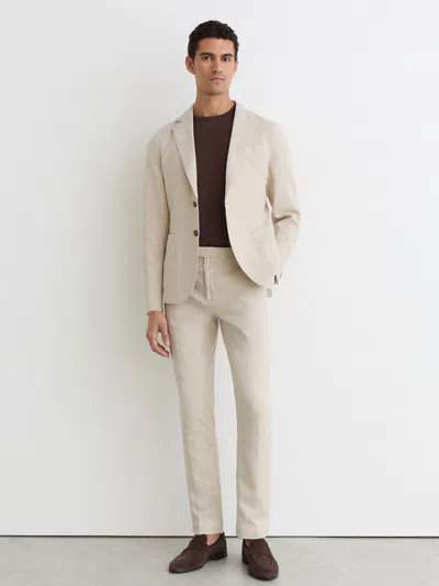 Reiss Natural Suit Trousers In Neutral