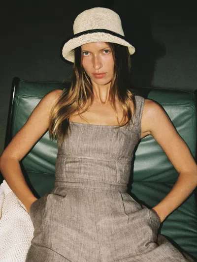 Reiss Natural Tipped Straw Effect Hat In Neutral