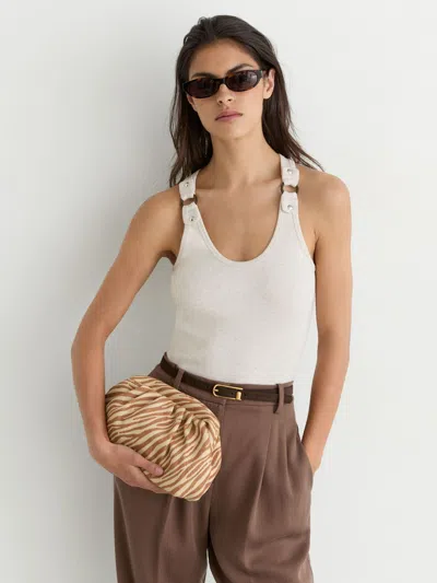 Reiss Natural/tan Raffia-effect Zebra Pouch Clutch Bag In Neutral