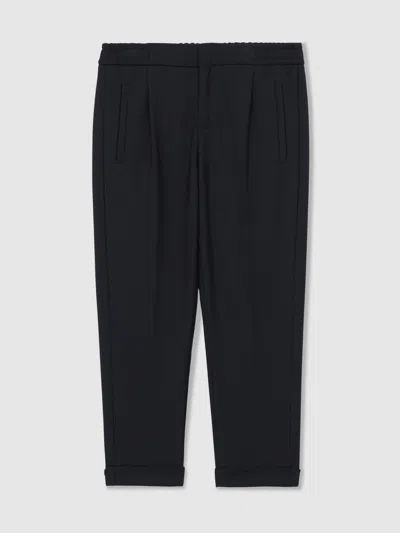 Reiss Navy 13-14 Yrs Relaxed-fit Pleated Tapered Trousers In Blue