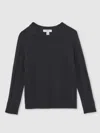Reiss Kids' Navy 13-14 Yrs Wool-cashmere Reverse-seam Jumper In Gray