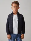 Reiss Navy Hybrid Quilt And Knit Zip-through Jacket In Blue