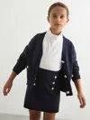 Reiss Navy 3-9 Yrs Knitted Button-detail A-line Skirt In Multi