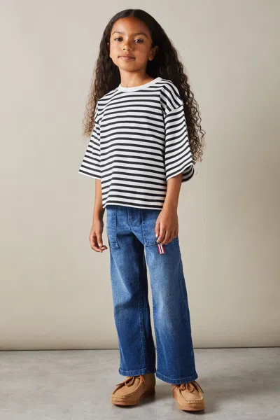 Reiss Navy 9-13 Yrs Oversized Striped Cotton T-shirt
