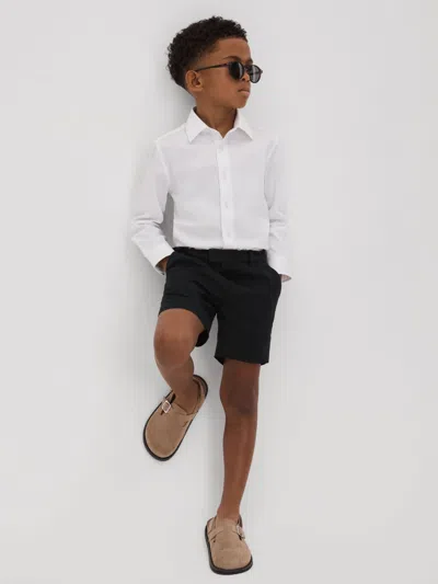 Reiss Navy 9-13 Yrs Slim Fit Linen Adjustable Shorts