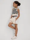 Reiss Navy 9-13 Yrs Striped Crew Neck Vest In Multi