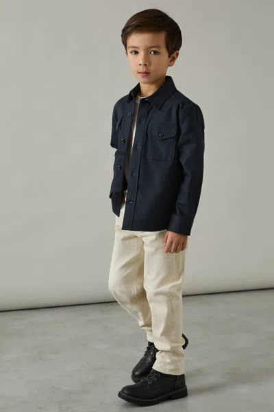 Reiss Navy 9-13 Yrs Twin Pocket Textured Overshirt