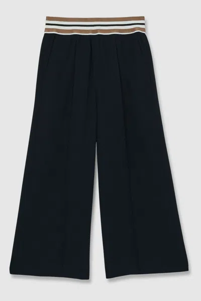 Reiss Navy Abs 13-14 Yrs Stripe-waistband Wide-leg Trousers