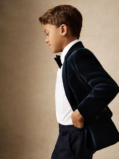 Reiss Navy Ace Single-breasted Velvet Tuxedo Blazer In Blue