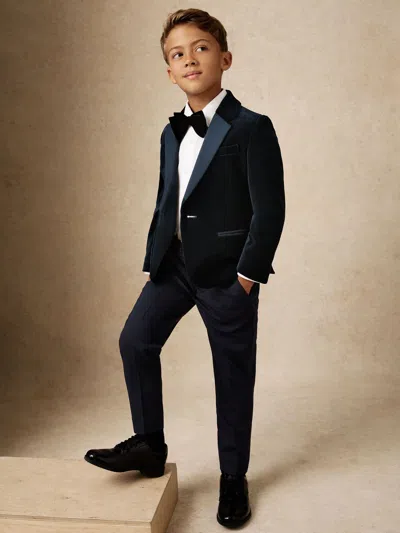 Reiss Navy Ace Single-breasted Velvet Tuxedo Blazer In Blue