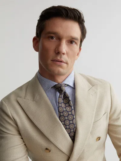 Reiss Navy Alessio Silk Floral-medallion Print Tie In Multi