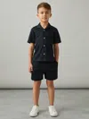 Reiss Navy Alvar 3-9 Yrs Wave-jacquard Drawstring Shorts