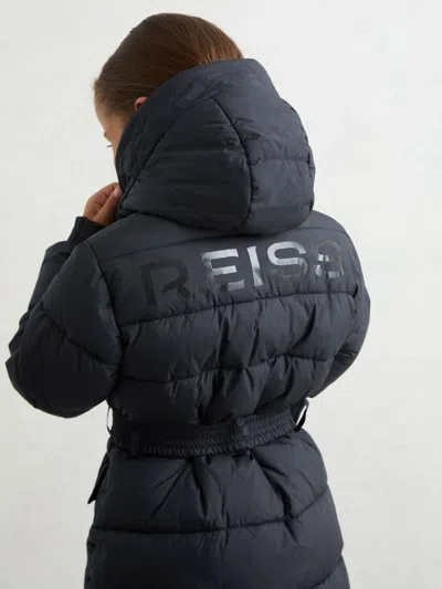 Reiss Navy Alys 9-13 Yrs Longline Hooded Puffer Coat In Multi