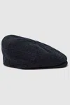 Reiss Navy Arbor Wool Blend Baker Boy Cap In Blue