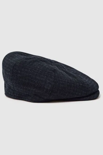 Reiss Navy Wool Blend Baker Boy Cap