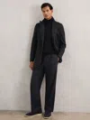Reiss Navy Arden Wide Leg Pleated Drawstring Trousers In Blue