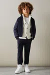 Reiss Navy Hybrid Quilt-knit Jacket In Navy