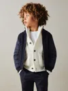 Reiss Navy Arnold 9-13 Yrs Hybrid Quilt-knit Jacket