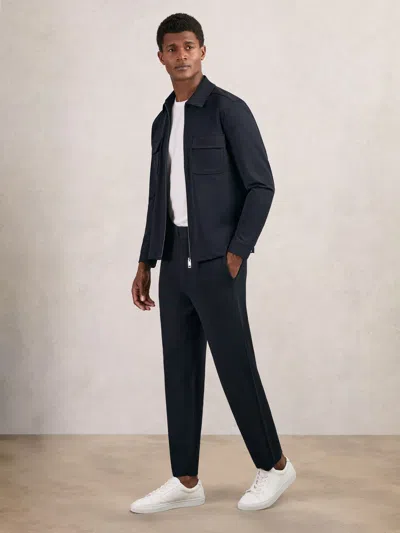 Reiss Navy Arthur Tapered Fit Knitted Trousers In Blue