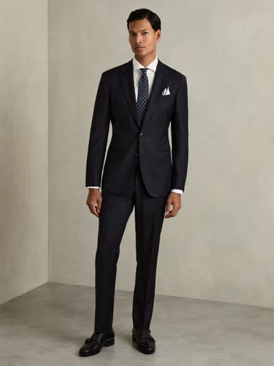 Reiss Navy Single Breasted Wool Suit Jacket Slim-fit In Blue
