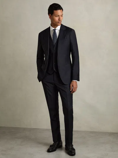 Reiss Navy Slim-fit Wool Suit Waistcoat In Blue