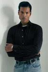 Reiss Navy Atelier Linen-blend-jersey Shirt