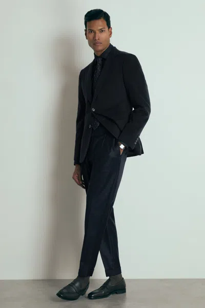 Reiss Navy Atelier Tapered Wool Suit Trousers