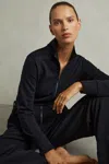 Reiss Navy Belted Loopback-jersey Jumpsuit In Navy