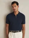 Reiss Navy Berkley Cotton Half-zip Knitted Polo Shirt In Blue